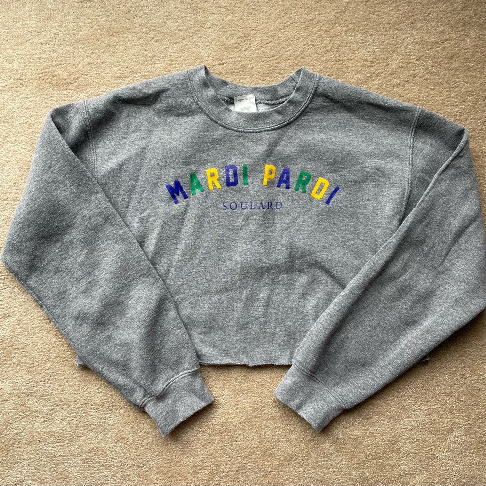 Mardi Pardi Soulard Mardi Gras cropped crewneck sweatshirt